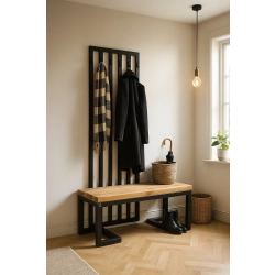 Ławka Metalowa Z Wieszakiem Loft Siedzisko Drewno Lite Dąb LM-119 Rozmiary od 50 cm do 200 cm